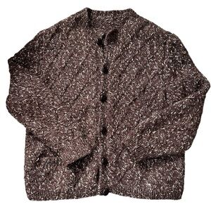 Hand Knit Textured Argyle Wool Buttoned Cardigan